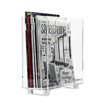 Slim Handcrafted Clear Acrylic Magazine Holder with Legs