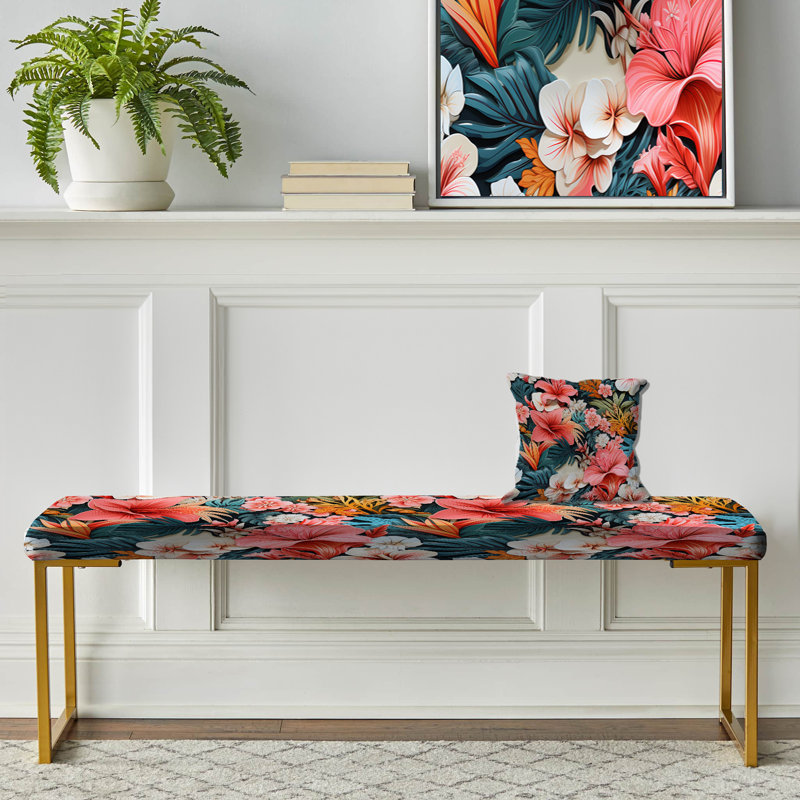 Banc rembourré or, Tropicana Whimsy Tropical Pattern