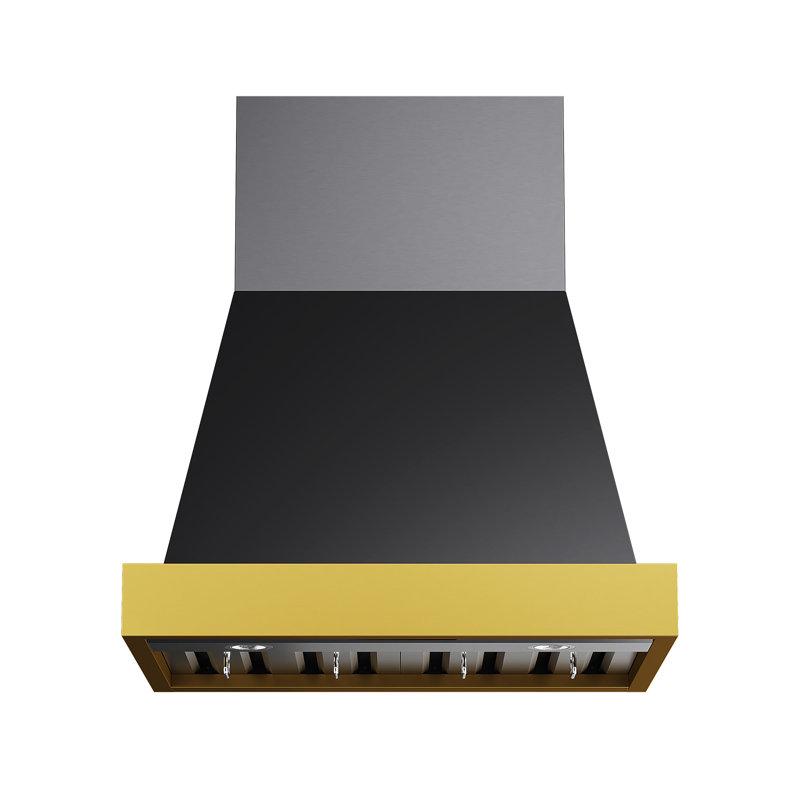 30 in. 600 CFM Wall Mounted Range Hood with Gold Accents, Titanium Stainless Steel