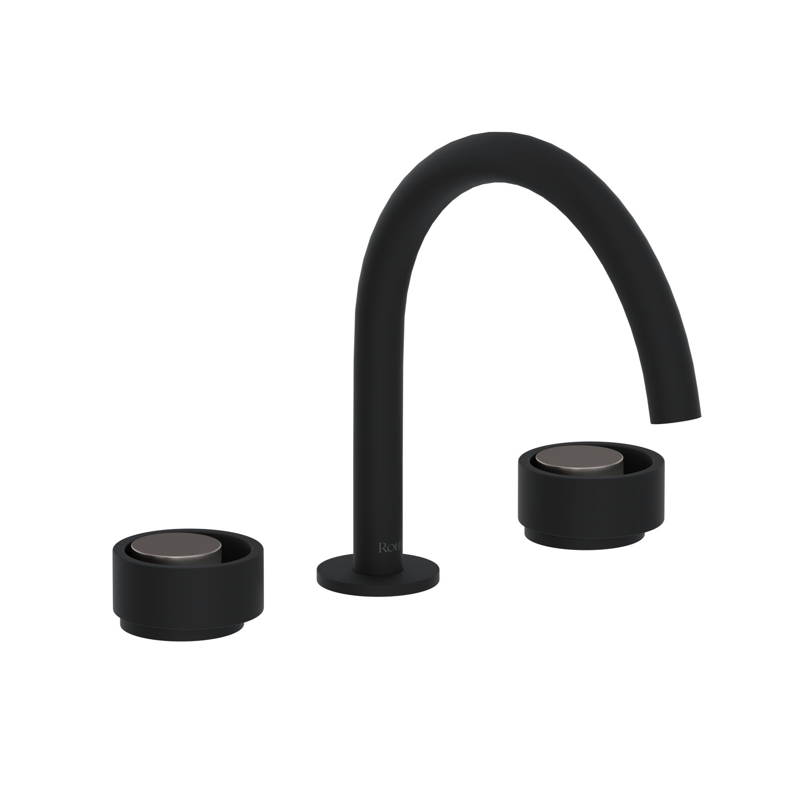 Eclissi Widespread Lavatory Faucet With C-Spout, Matte Black/Satin Nickel