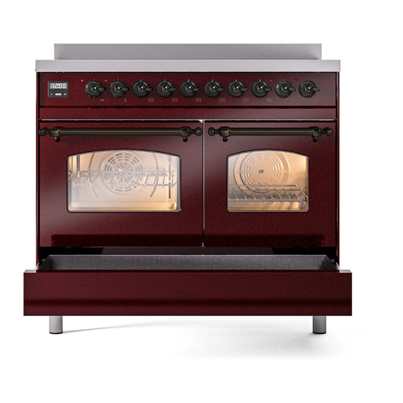 ILVE Nostalgie II 40 in Induction Range, Burgundy/Bronze