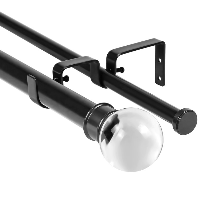 Tringle à rideaux double Bradburn, Noir, H 1 po x l 120 po x P 1 po