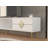 Modern TV Stand with Wall-Mount Option, White & Gold, 59.1 x 15.9 x 11.6 inches | 100% Melamine Coated Particle Board, Thickness: 0.7 inches | Stylish & Functional Design for Contemporary Living Rooms, Elegant & Durable-2034716612