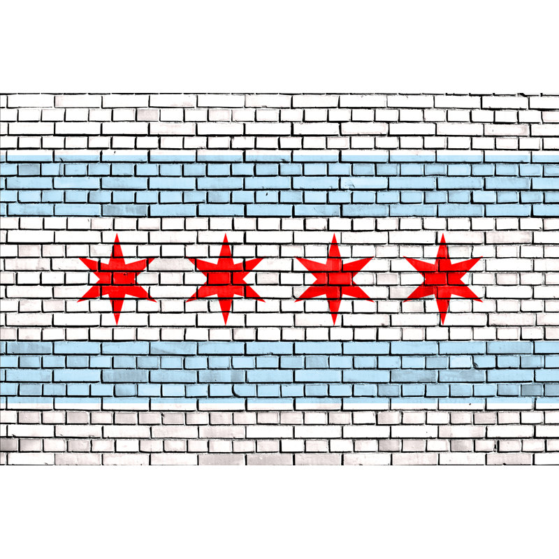 Chicago Flag On Wall by Racide - Wrapped Canvas Print, 30cm H x 46cm W x 3.8cm D