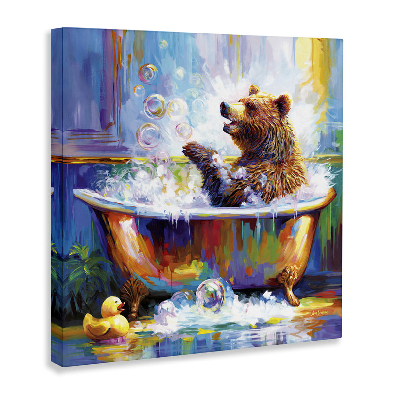 «Happy Bear in Bathaign» par Leon Devenice, H 30 po x l 30 po
