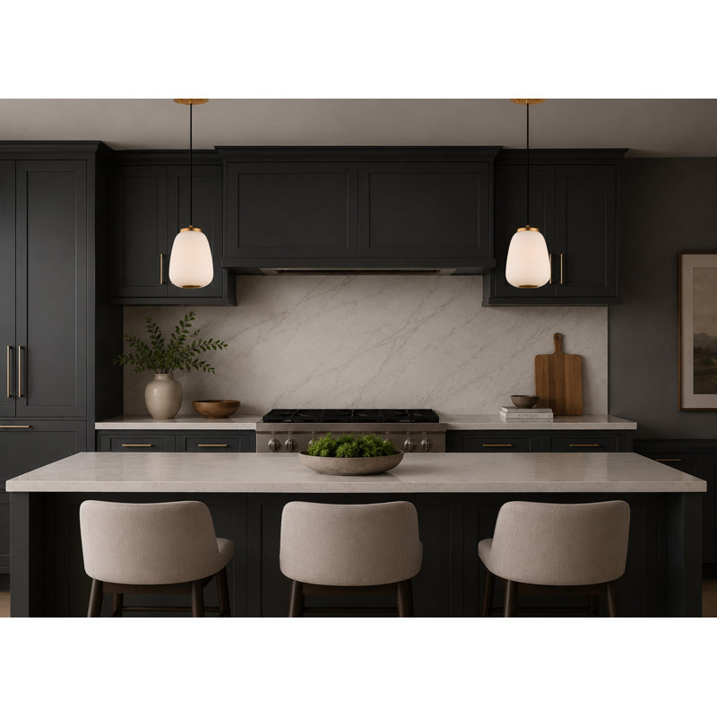 Luminaire suspendu simple à intensité variable 1 lumière Kace , H 8,75 po x l 7 po x P 7 po