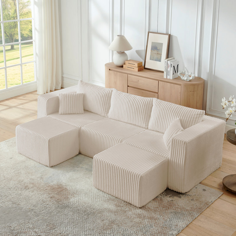 Canapé modulaire compact en velours côtelé modulaire compact de style minimaliste moderne