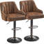 Ensemble de 2 tabourets de bar George, tabourets de bar pivotants réglables, chaises de bar en similicuir, tabouret à hauteur de comptoir rembourrée avec dossier haut pour îlot de cuisine, brun-1009476704