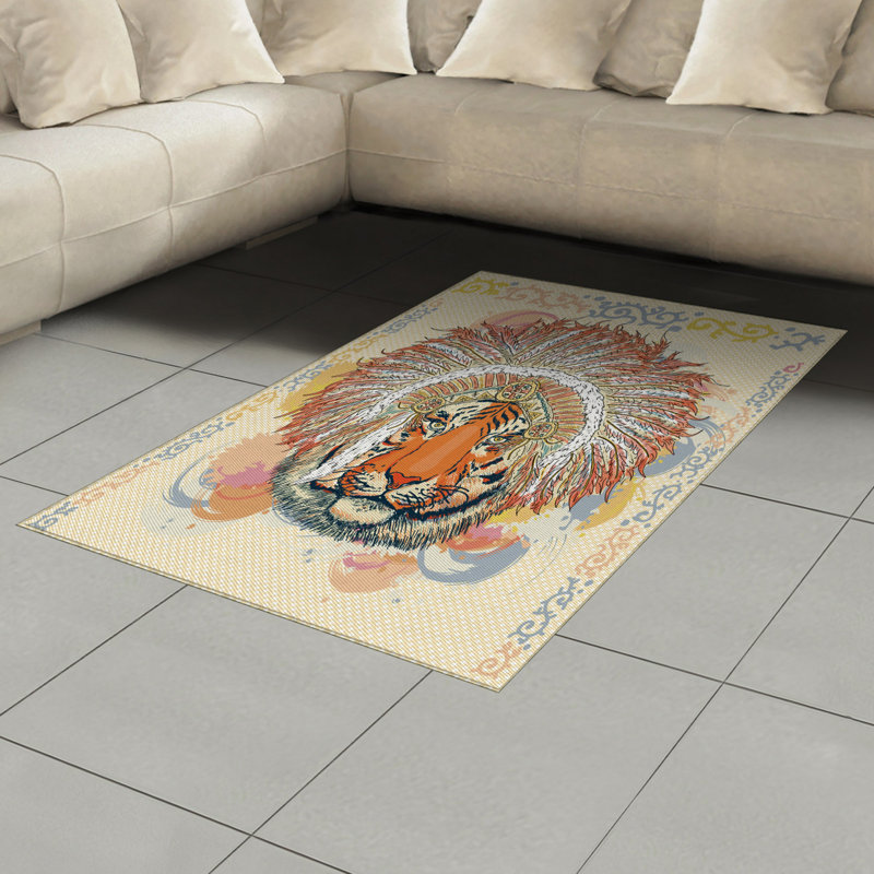 Tapis décoratif Tribal, Rectangle— 4 pi x 5 pi 8 po