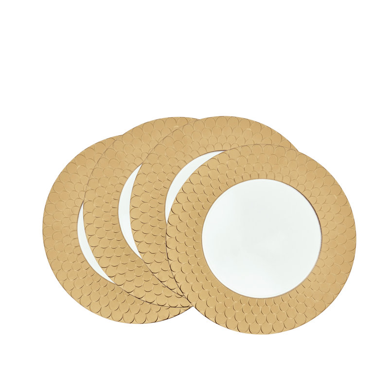 Assiette de présentation inspirée d'une écaille de poisson (ensemble de 4), Doré
