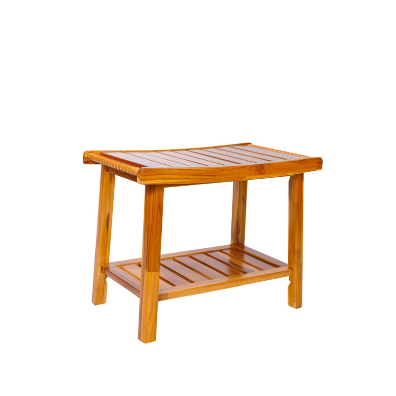 Teak Shower Bench with Handles, Natural