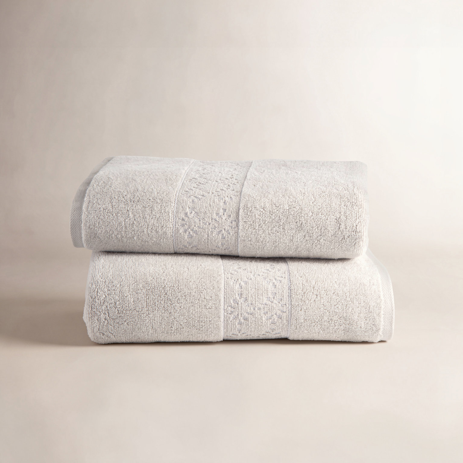 Clean Design Home Savoy Cotton Bath Towels, Gray
