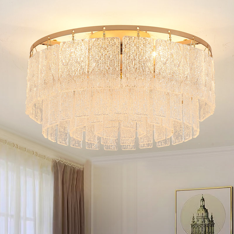 Plafonnier encastré en verre 5 lumières