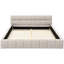 Lit plateforme grand avec toile de chenille, tête de lit et base stable, sans sommier, ressort beige avec revêtement en tissu d'ameublement-1407303293