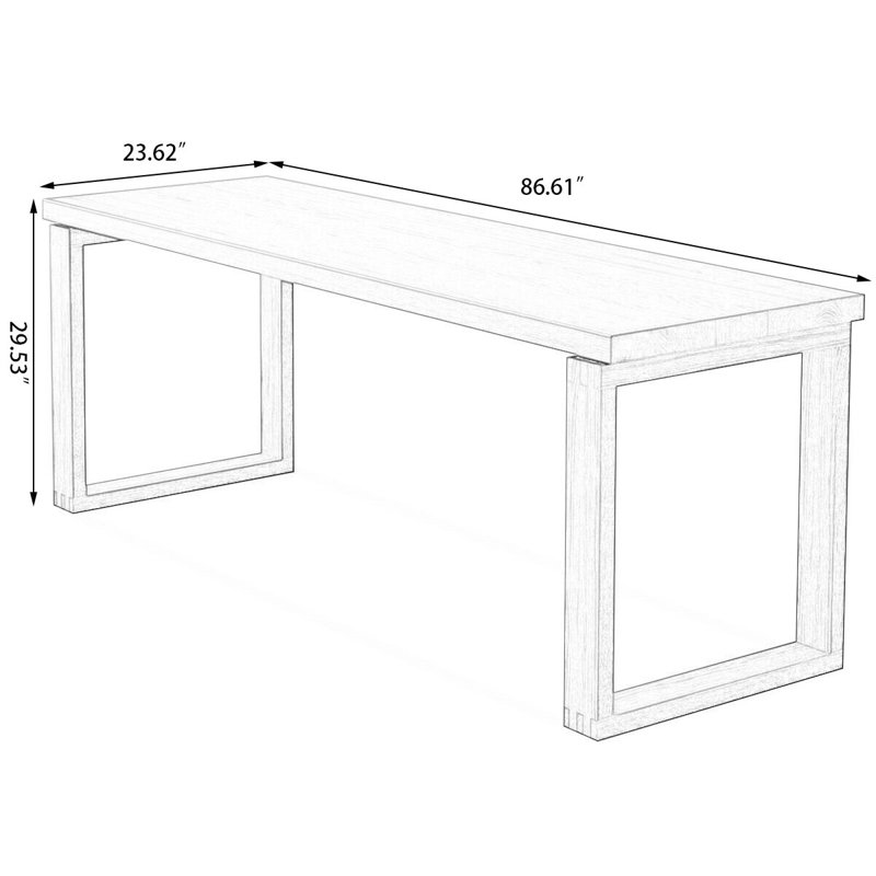 Bureaux rectangulaires bruns en bois massif, H 29,53 po x l 86,61 po x P 23,62 po