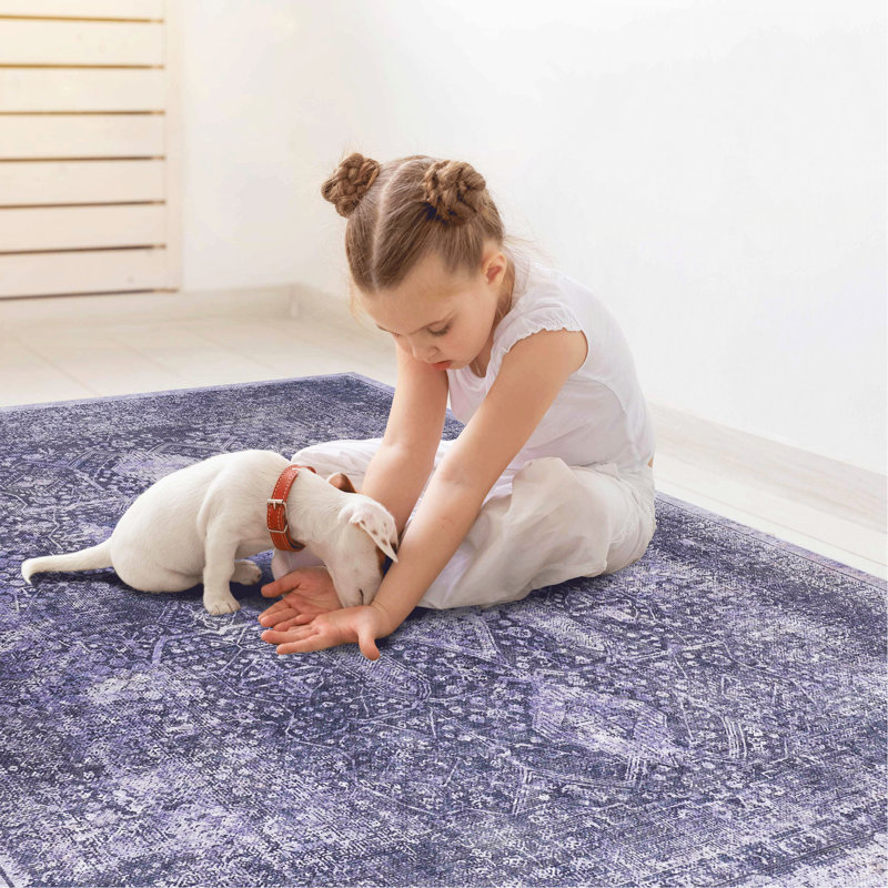 Anthracite Washable Rug Area Rug (Anthracite), Rectangle 4' x 6'
