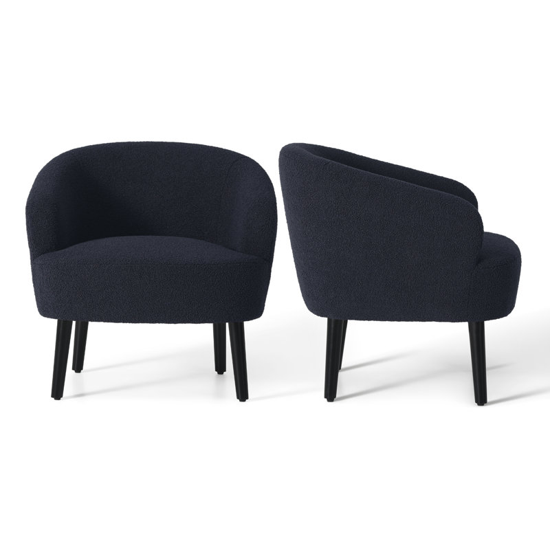 Bayville Upholstered Barrel Chair, Navy Polyester Blend