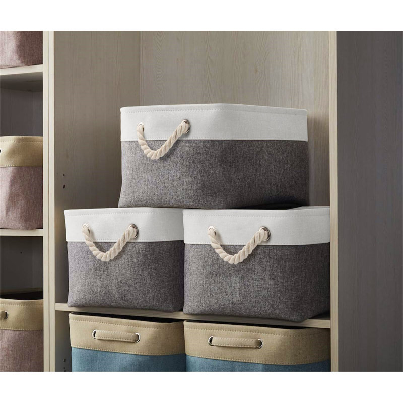 Naomi Decorative Basket, 30 cm H x 50 cm W x 40 cm D, Grey/White