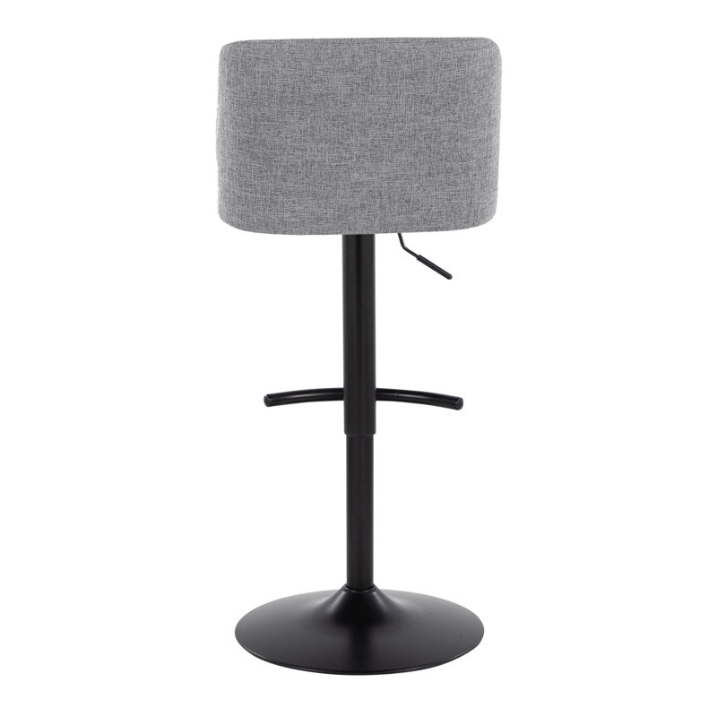 Swivel Upholstered Adjustable Height Counter Stool with Metal Frame, Gray/Black