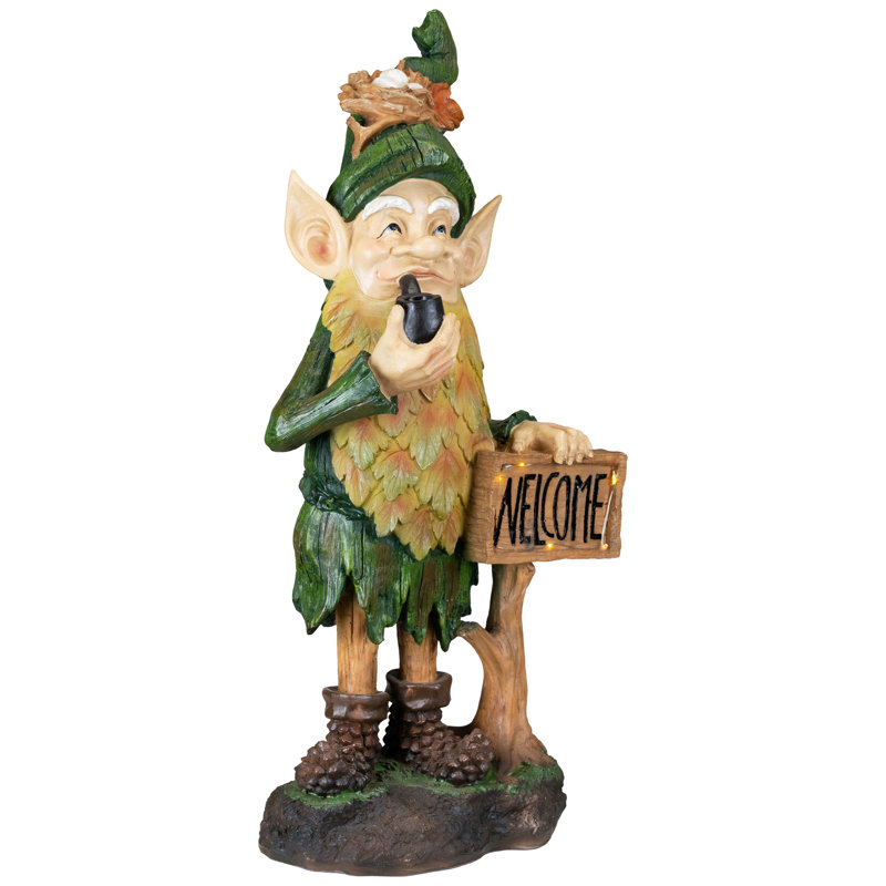 LED Solar Lighted Welcome Gnome Outdoor Garden Statue - 23.75"