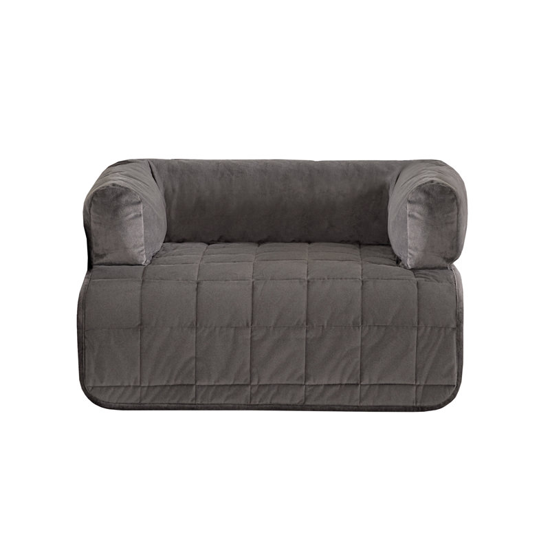 Dark Gray Quilted Polyester Pet Sofa Protector