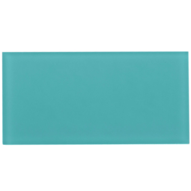 6'' x 3'' Glass Subway Wall Tile, Aqua
