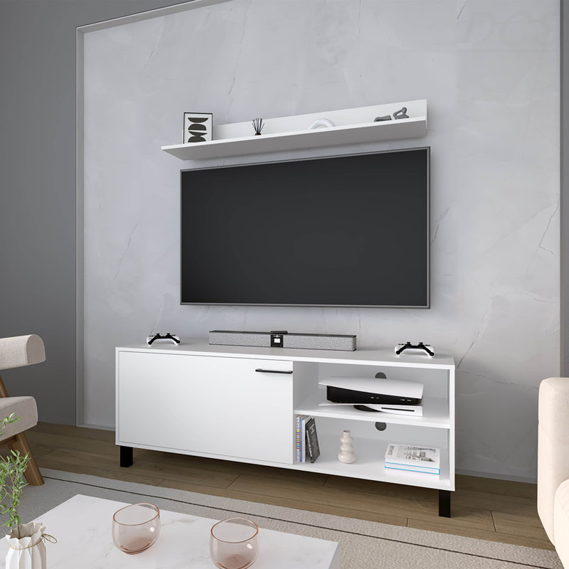 Meuble télé en mélamine avec rangement ouvert, meuble télé