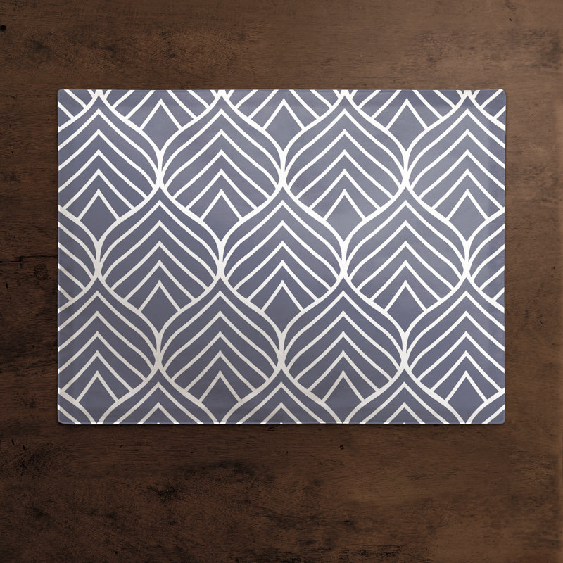Poly Twill Geometric Rectangle Placemat, Blue