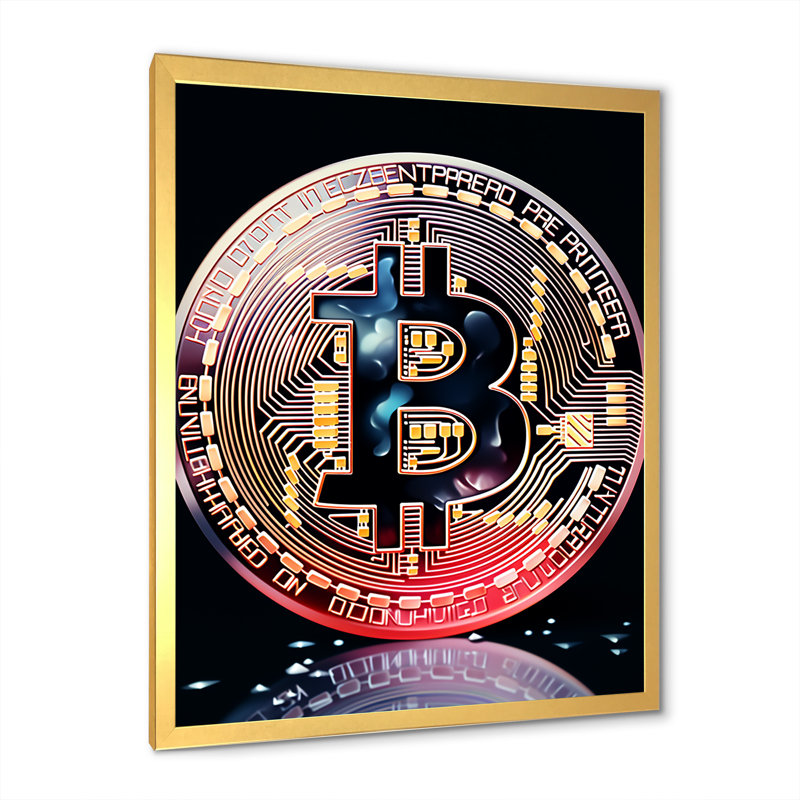 Rose et noir, Crypto, art mural, Cadre doré simple, H 40 po x l 30 po x P 1,5 po