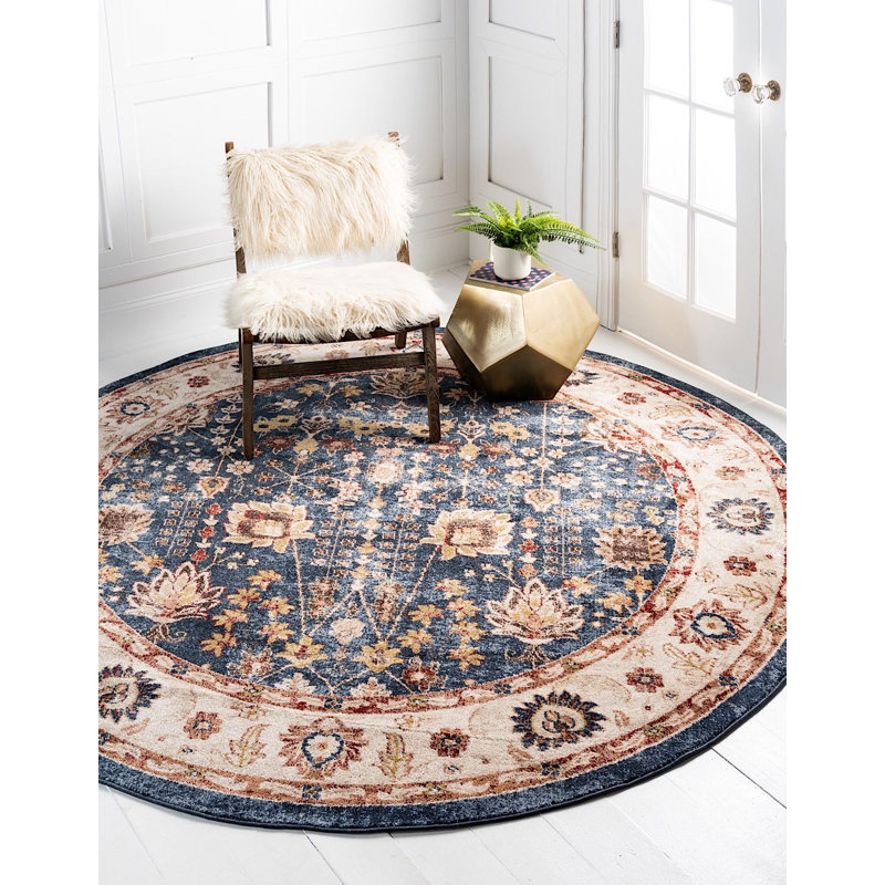 Tapis oriental bleu clair Edens, Rond 8 pi