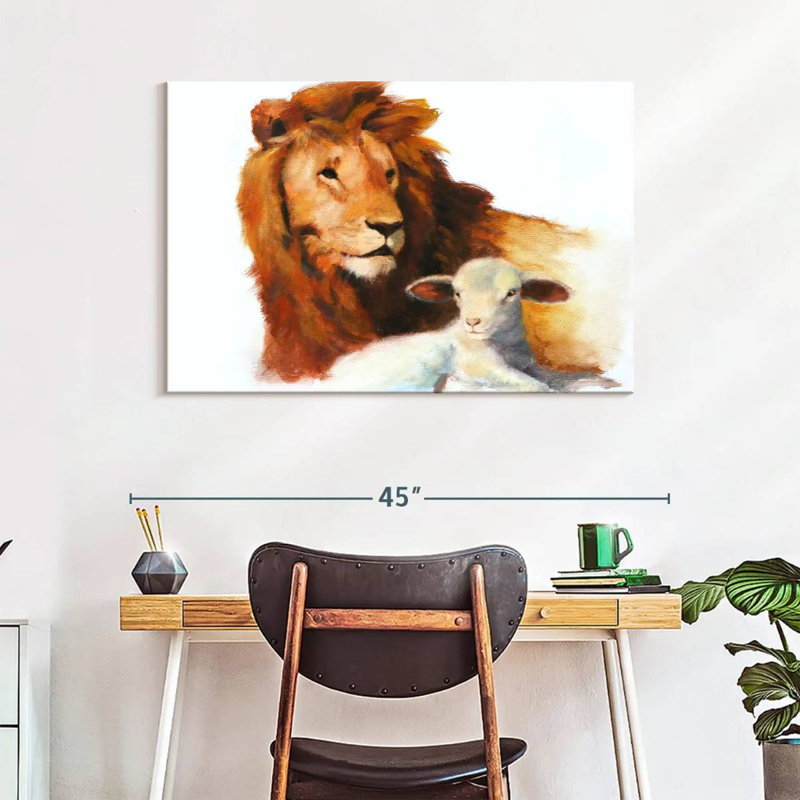 Brampt Lion And Lamb, 26" H x 39" W