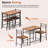 3-Piece Modern Dining Table Set with Square Table, 2 Chairs & Storage Rack, Steel Frame, Brown