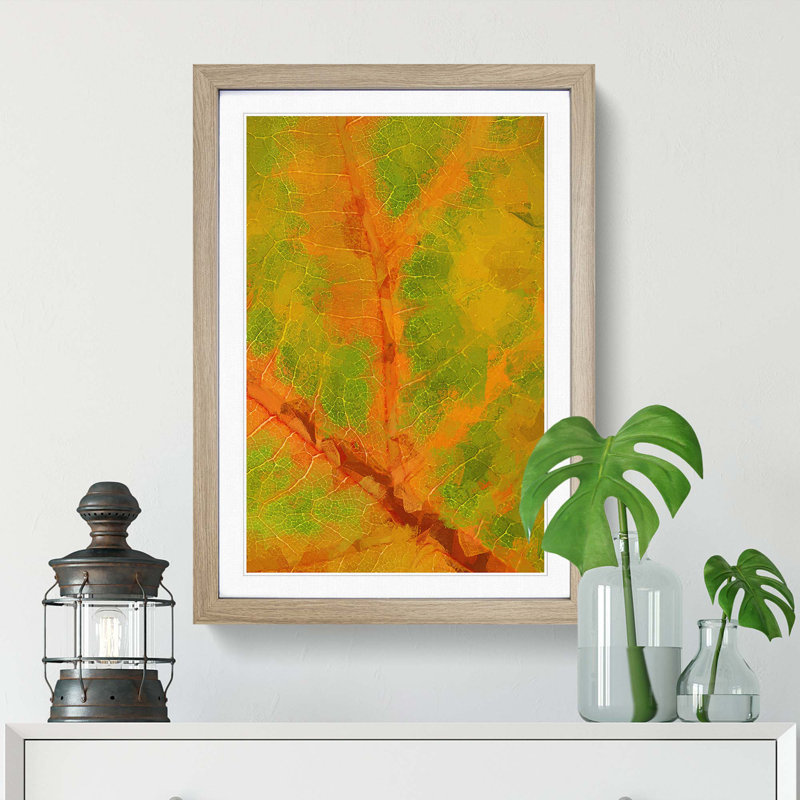 Map of a Leaf in Abstract - Picture Frame Graphic Art Print, 91cm H x 60cm W x 2cm D, Oak