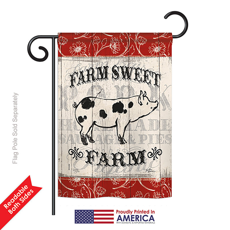 Le doux animal de ferme en polyester de 2 côtés 18,5 x 13 po drapeau de jardin