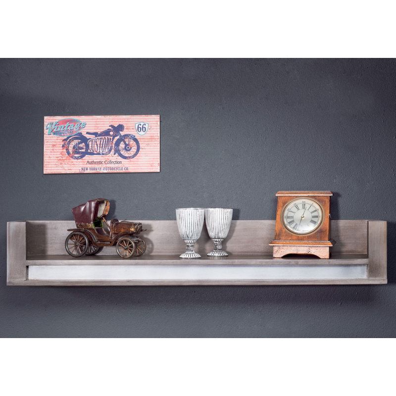 Sydney Sheesham Solid Wood Accent Shelf, Smoked oak, 20cm H x 120cm W x 22cm D