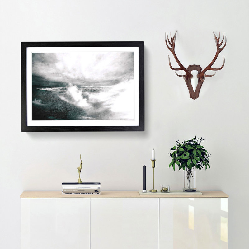 Crashing Waves - Picture Frame Painting Print, Black Framed, 24cm H x 33cm W x 2cm D