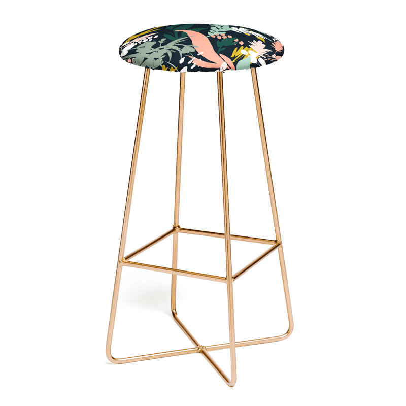 Upholstered Counter Stool with Metal Frame