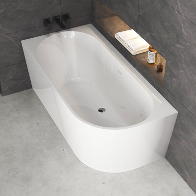  Tidal 59" Alcove/ Tile In Deep Acrylic Soaking Bathtub with Overflow Drain