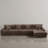 4 - Piece Upholstered Light Brown Faux Rabbit Fur Flannel Modular Sectional Sofa with Armrests & Throw Pillows-2067417773