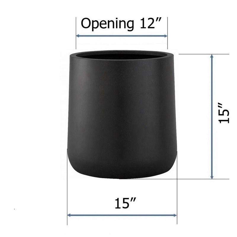 Winebrenner Handmade Pot Planter, 15.3" H x 15" W x 15" D, Black