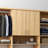 Natural Oak 108" Wall-Mounted Single Wall Closet System with 4 Sections, Slab Doors, 3 Clothing Rods & 15 Shelves-138017568-138017567