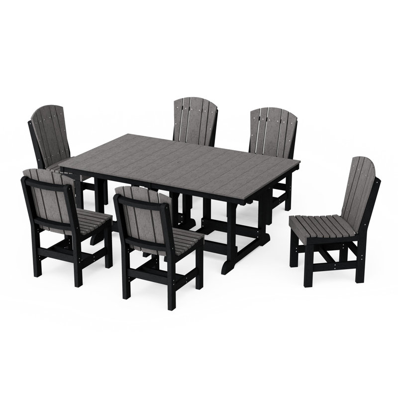 Heritage 7-Piece Side Chair Rectangular Dining Set, Dark Gray/Black
