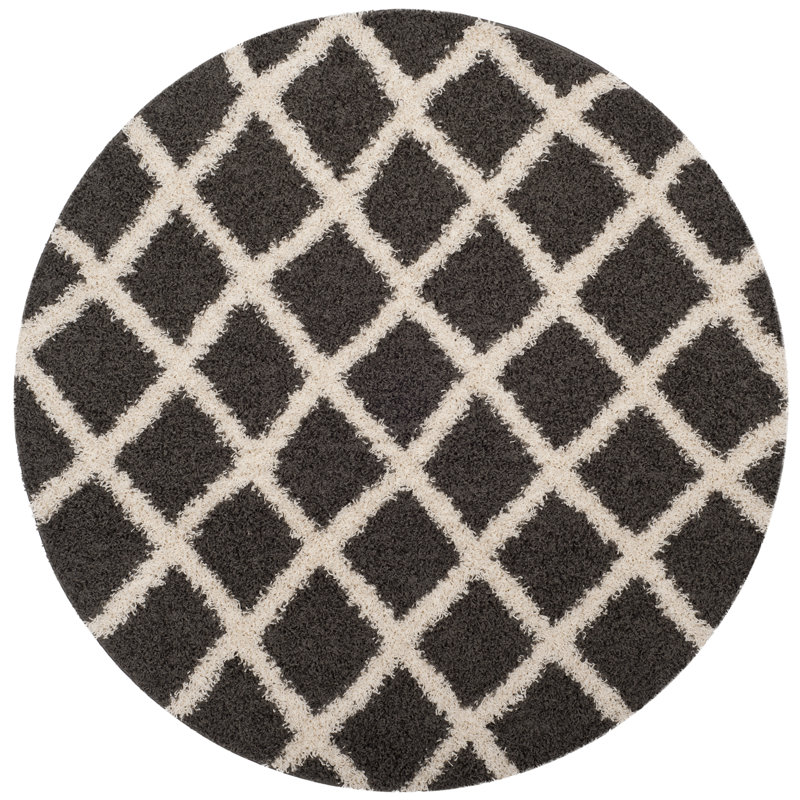 Tapis gris foncé / ivoire Skyleen, Rond 6 pi