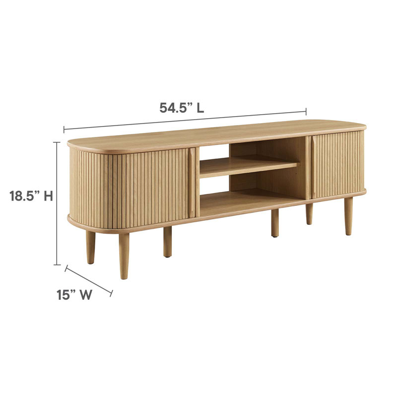 Contour Oak 55" Mid-Century Modern TV Stand with Cabinets
