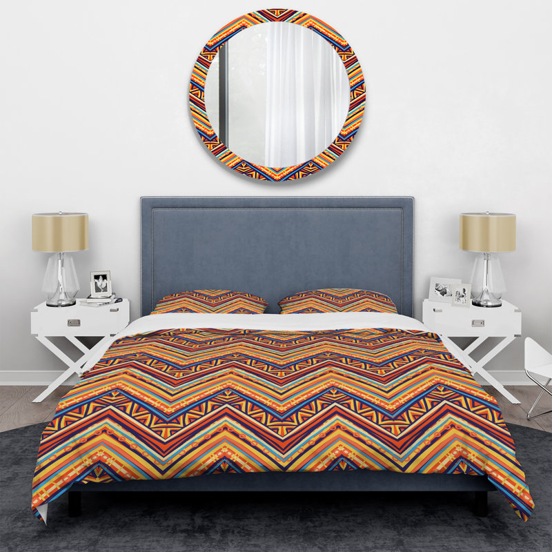 Ensemble de housse de couette en microfibre orange / bleu / mauve 3 pièces