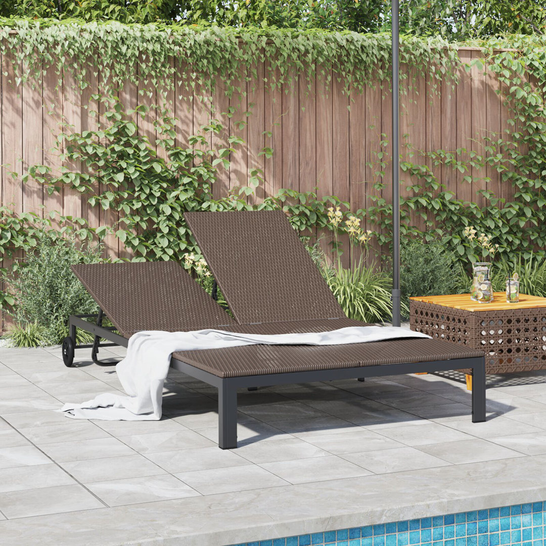 vidaXL Sunbed Reclining Poly Rattan Modern Outdoor Lounger Chair