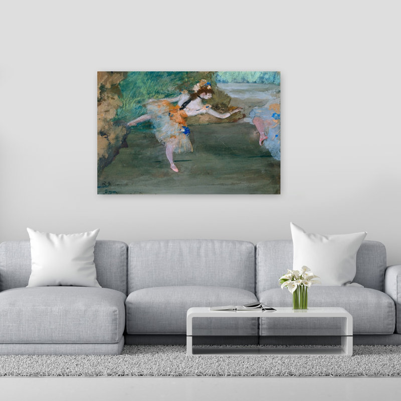 Danseuse sur scène, vers 1877, estampe d'art mural contemporain abstraite impressionniste, H 40 po x l 60 po