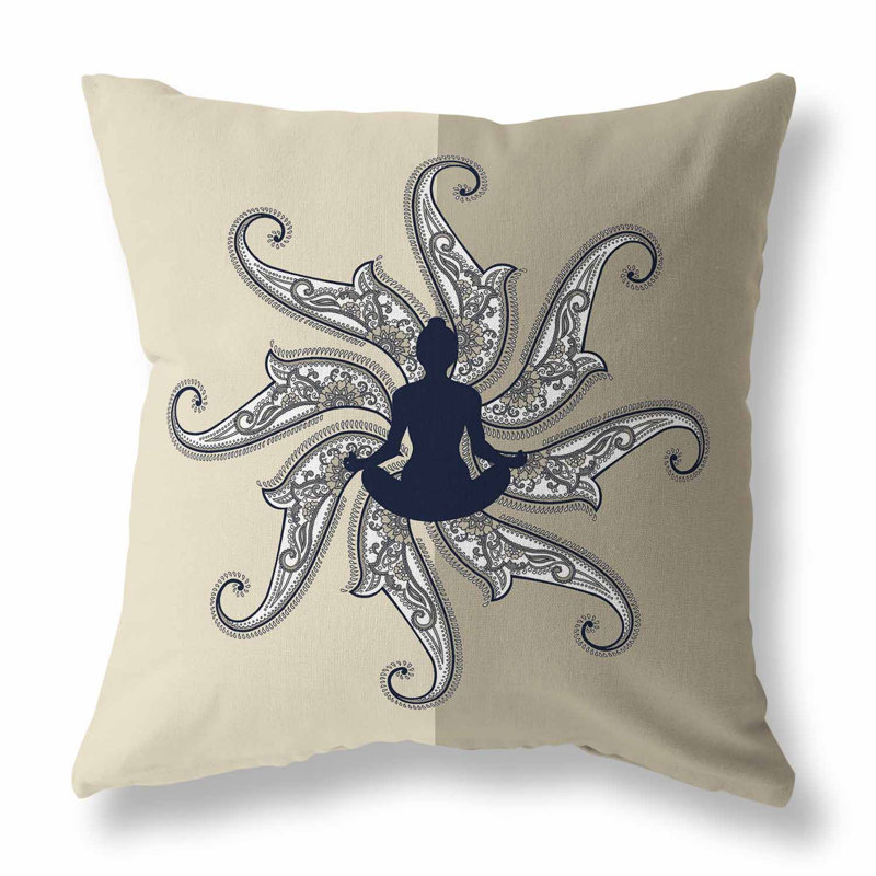Coussin Mystic Silence Broadcloth, H 18 po x l 18 po, Bleu / beige