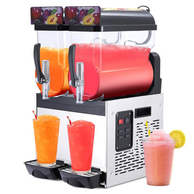 Machine à barbotine commerciale à double réservoir - 15 L x 2/8 gal, acier inoxydable, autonettoyante, pour bars et restaurants