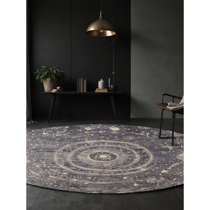 Tapis rose lavable à la machine, Rond 5 pi